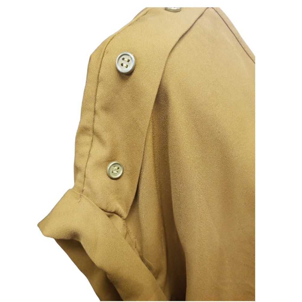 Speed Limit MPH Blouse Cuffef Cap Sleeves V-Neck 1/4 Zipper Dark Gold/Brown 2X - Picture 3 of 7